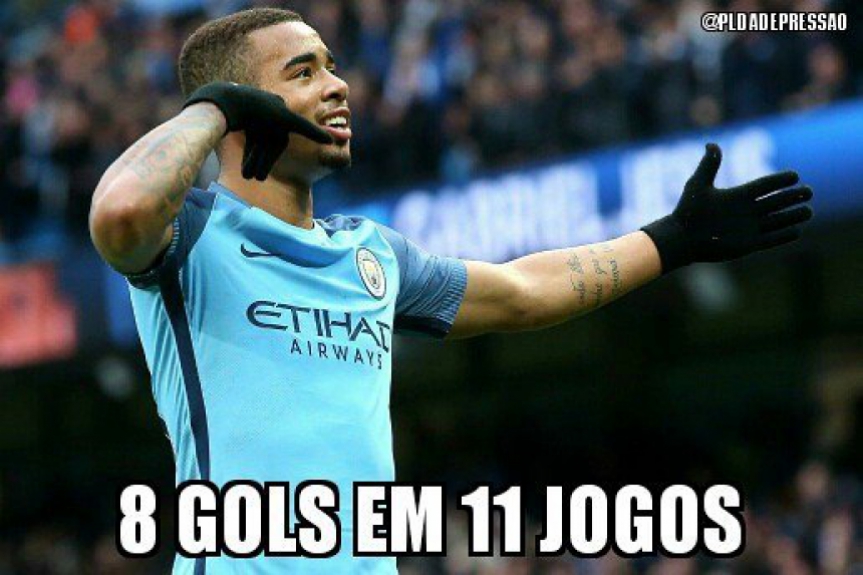 Após marcar gol na vitória do Manchester City contra o Napoli pela Champions, Jesus foi tema de brincadeiras