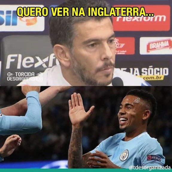 Após marcar gol na vitória do Manchester City contra o Napoli pela Champions, Jesus foi tema de brincadeiras