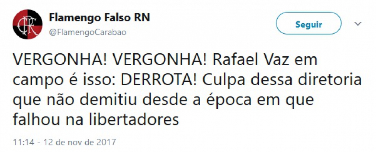 Rafael Vaz foi muito criticado nas redes sociais durante derrota para o Palmeiras