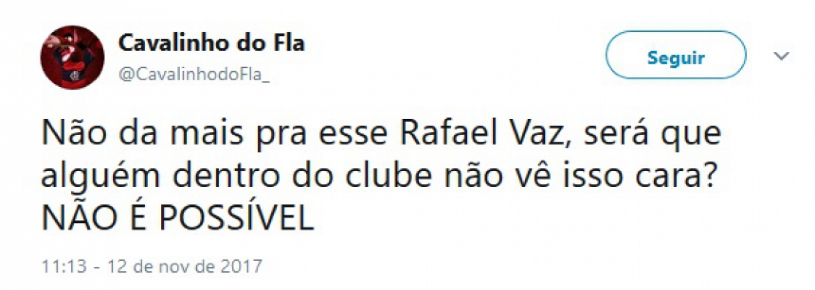 Rafael Vaz foi muito criticado nas redes sociais durante derrota para o Palmeiras