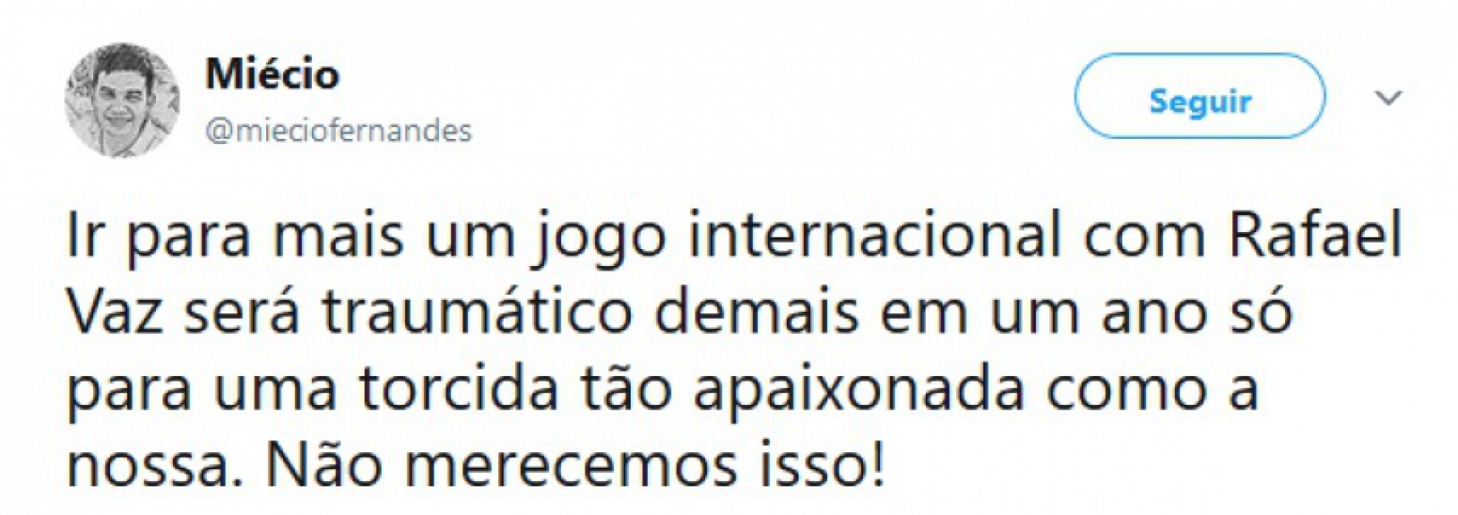 Rafael Vaz foi muito criticado nas redes sociais durante derrota para o Palmeiras