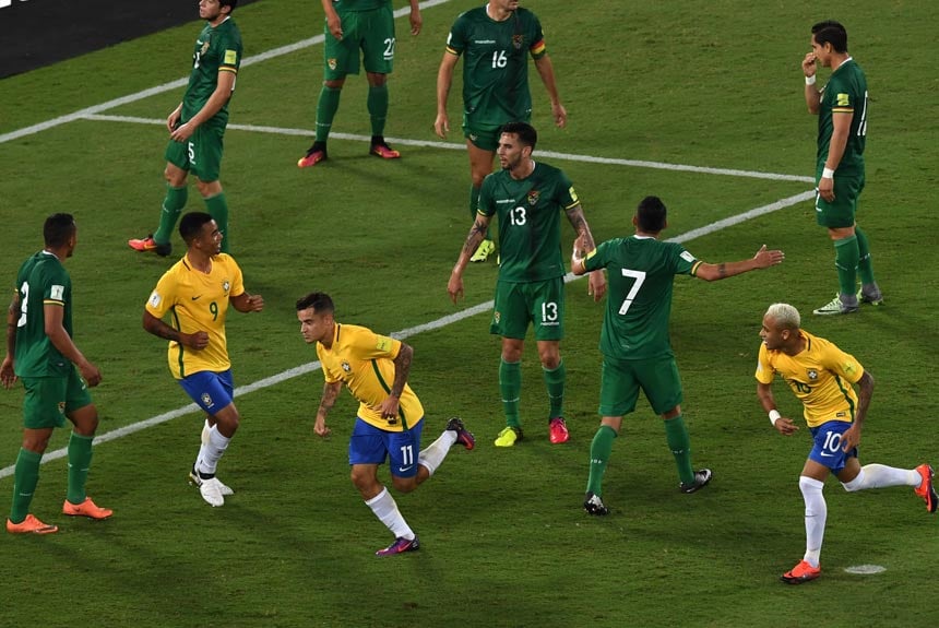 6/10/2016 - Neymar, Gabriel Jesus, Filipe Luís, Philippe Coutinho e Roberto Firmino fizeram os gols na Arena das Dunas, em Natal (RN)