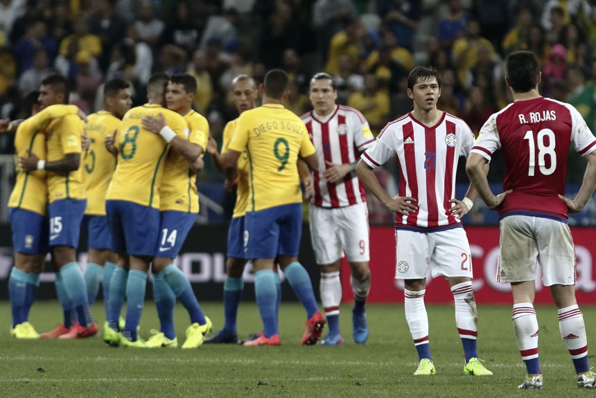 28/3/2017 - O jogo que garantiu matematicamente a vaga na Copa foi em São Paulo, na Arena Corinthians. Um 3 a 0 no Paraguai com gols de Marcelo, Philippe Coutinho e Neymar