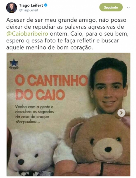 Amigo de Caio Ribeiro, Tiago Leifert brincou com a 'grosseria' do comentarista