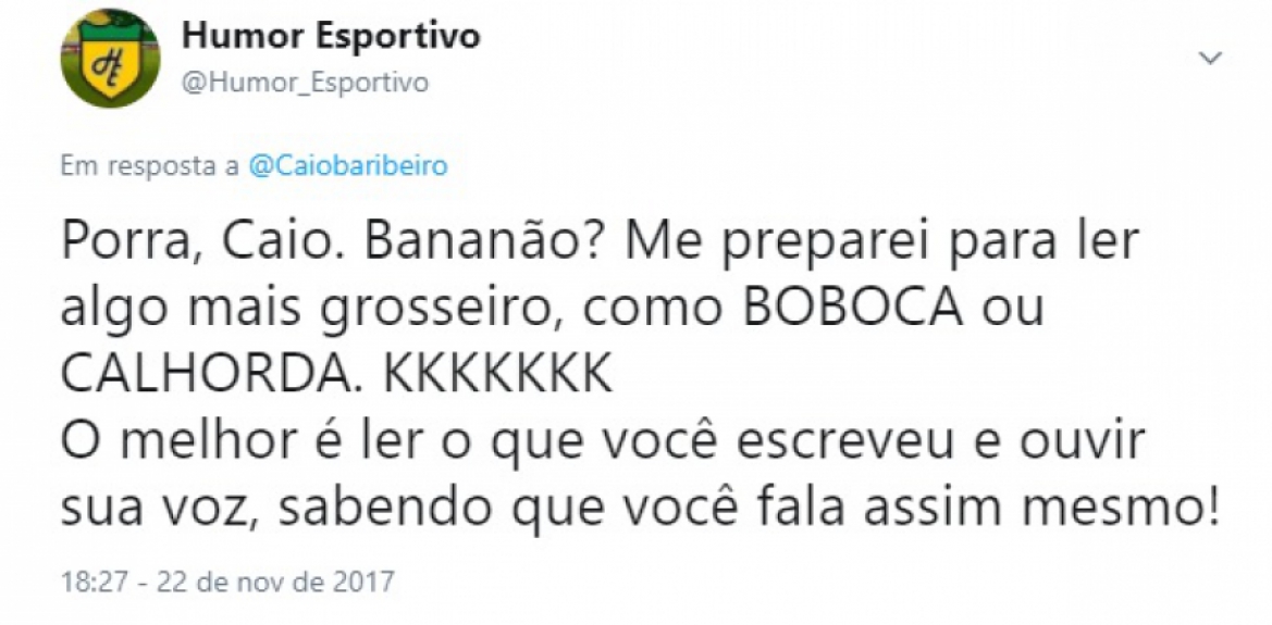 Internautas também brincaram com a intensidade do palavrão de Caio Ribeiro em sua crítica