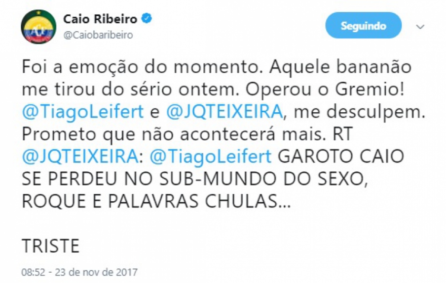 Internautas também brincaram com a intensidade do palavrão de Caio Ribeiro em sua crítica