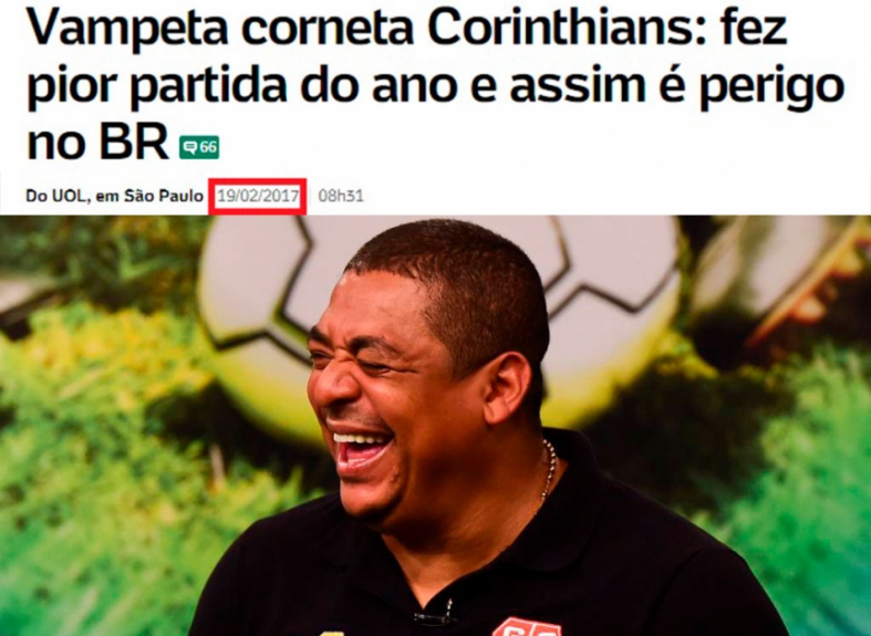 O Audax foi derrotado pelo Timão no Campeonato Paulista, mas após a partida, Vampeta afirmou que o Timão corria perigo no Brasileirão