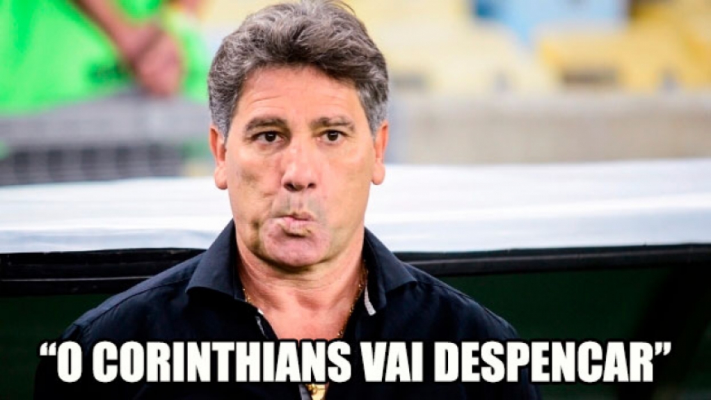 Renato Gaúcho também tentou atacar de profeta e afirmou que o Corinthians iria despencar no Brasileirão. O desempenho até diminuiu, mas o Timão nunca despencou na tabela