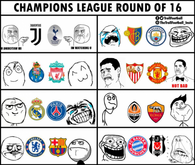 Duelos entre grandes equipes foram destaques nos memes do sorteio