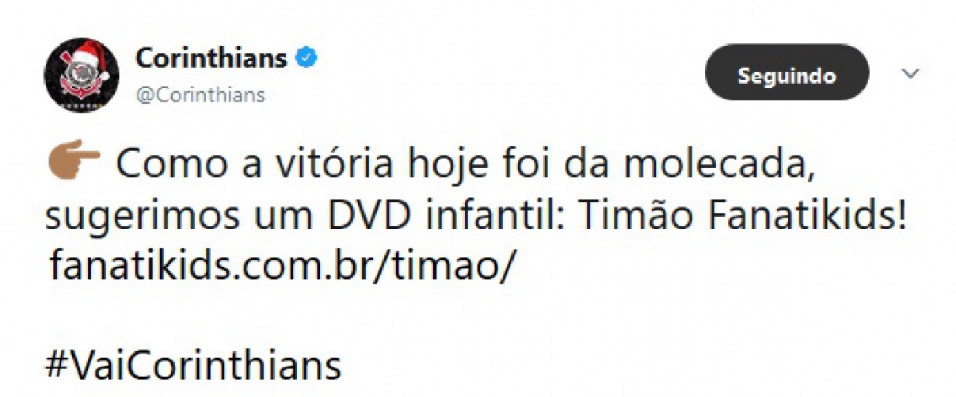 16/01/2017 - Corinthians eliminou o Internacional na Copinha e tirou sarro do rival lembrando polêmica do DVD
