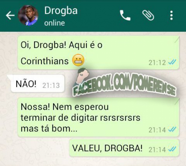 01/02/2017 - Corinthians não conseguiu acertar com Drogba e divulgou carta 'Valeu, Drogba'