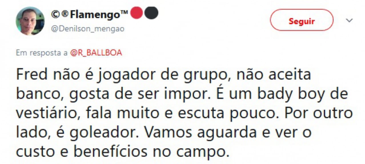 Apoio, críticas, piadas e montagens: flamenguistas reagem ao possível acordo com Fred