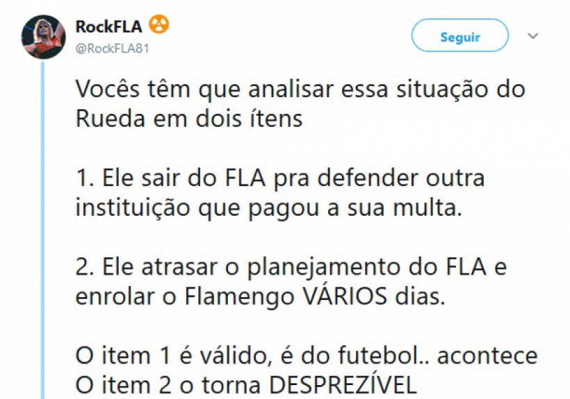 Torcedores do Flamengo usaram as redes sociais para criticar Rueda