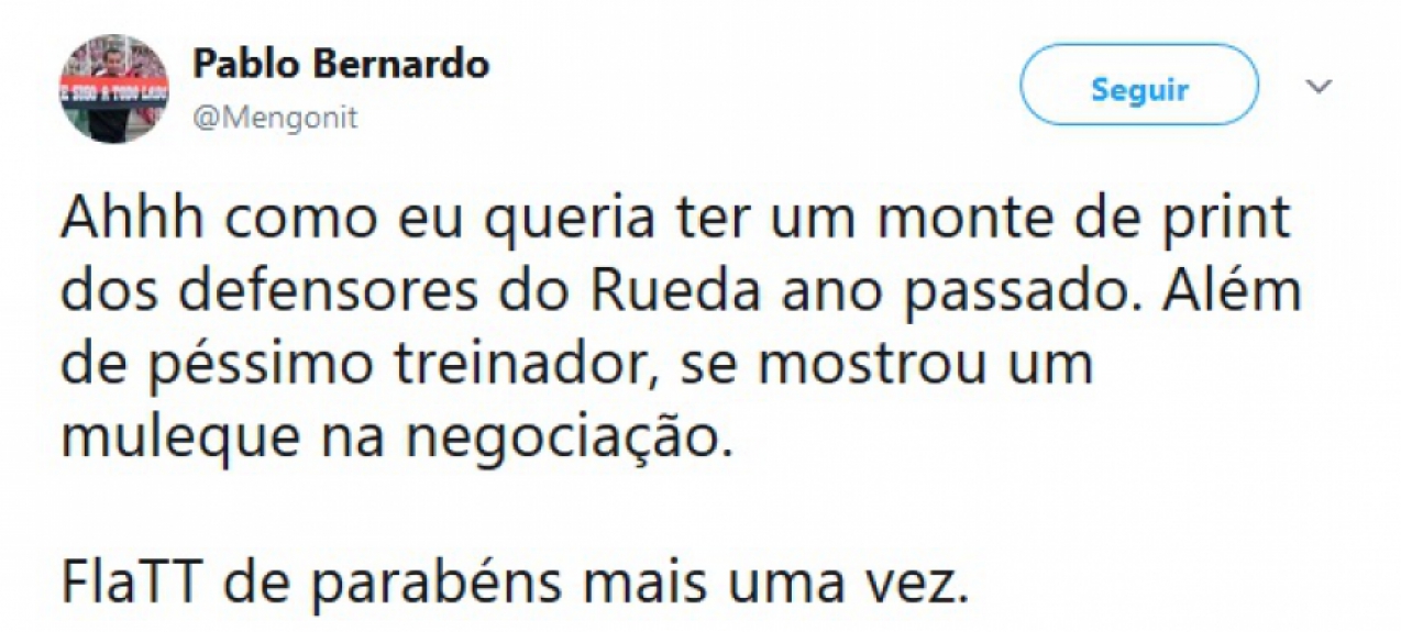 Torcedores do Flamengo usaram as redes sociais para criticar Rueda