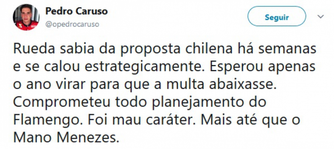Torcedores do Flamengo usaram as redes sociais para criticar Rueda