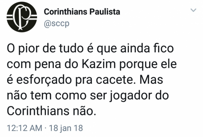 Kazim foi alvo de críticas e piadas após derrota do Corinthians na estreia do Paulistão