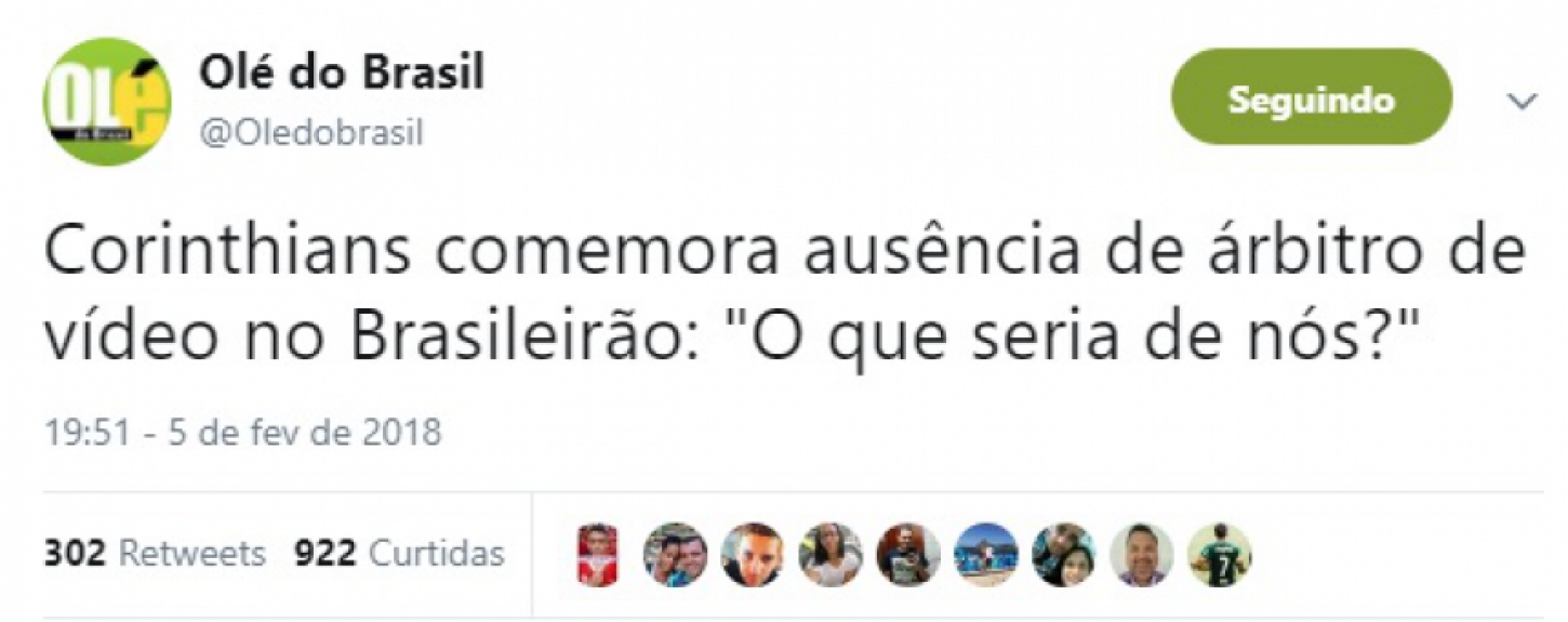 Torcedores rivais ironizam voto do Corinthians sobre o uso do VAR