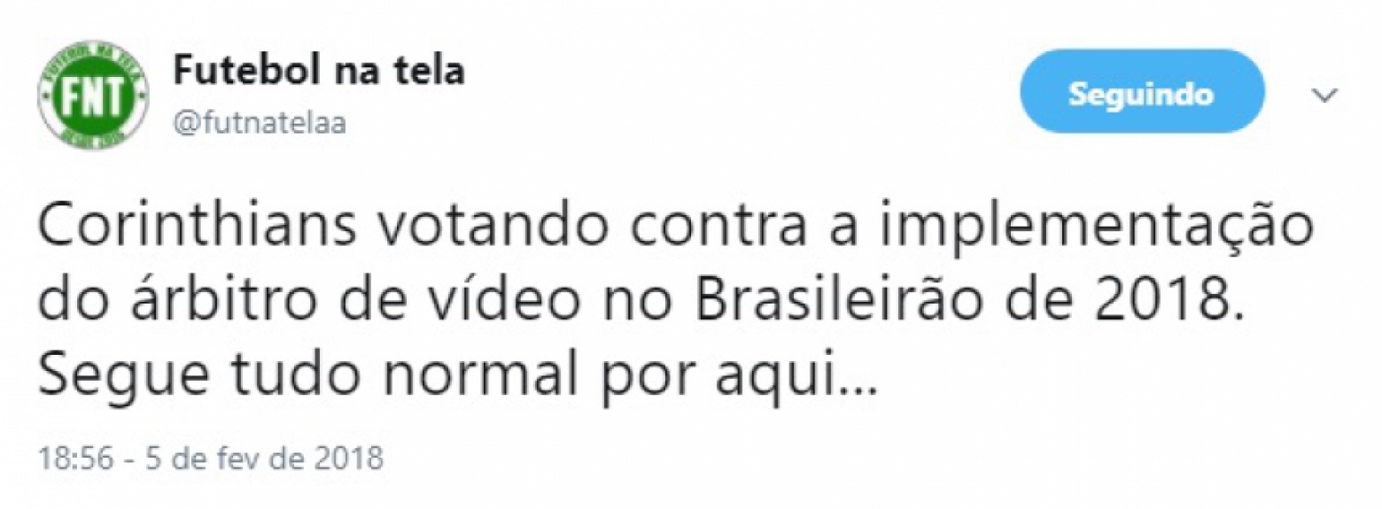 Torcedores rivais ironizam voto do Corinthians sobre o uso do VAR