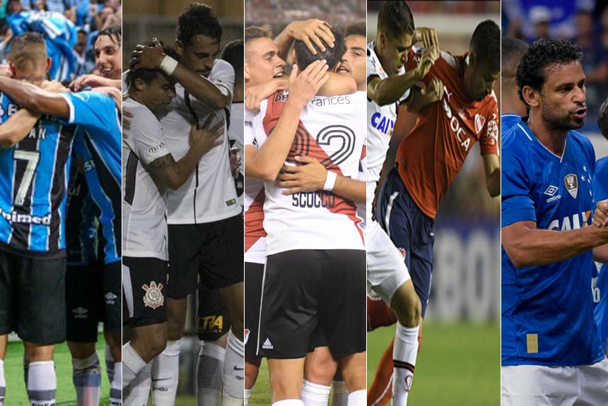 Montagem - Grêmio / River Plate / Corinthians / jogo Independiente x Flamengo/ Cruzeiro