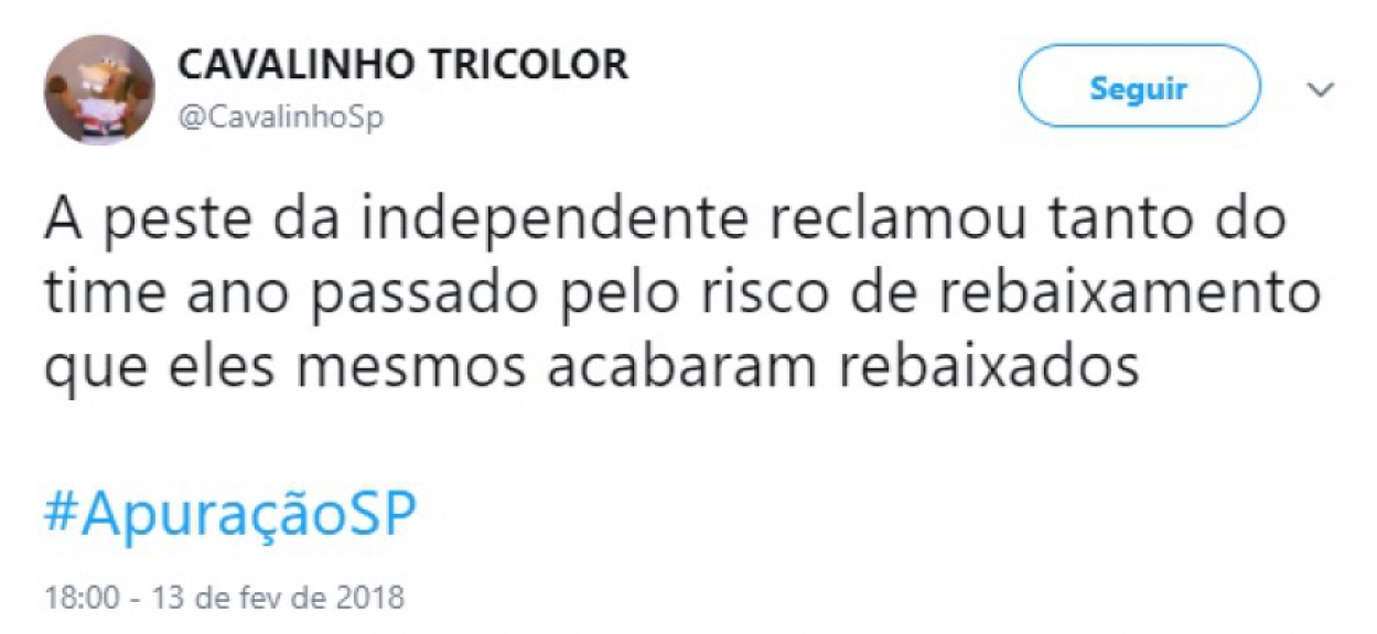 Queda da Independente no Carnaval vira assunto na web
