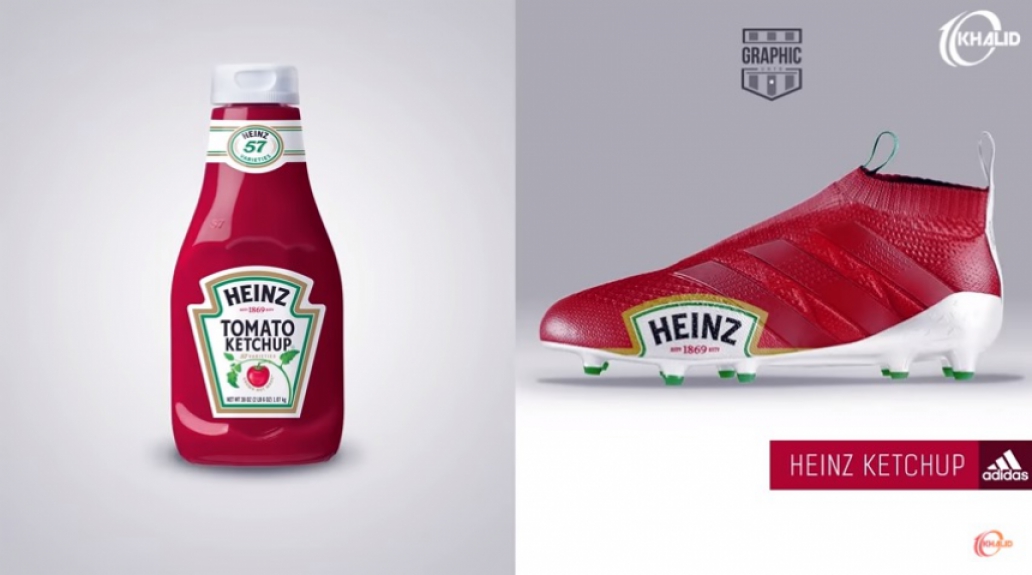 Chuteira personalizada da marca de ketchup Heinz