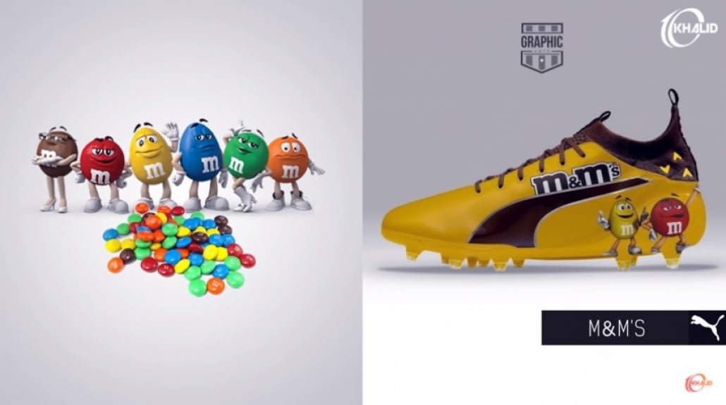 Chuteira personalizada da M&Ms