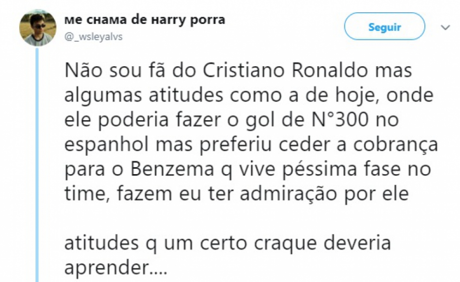 Na web, torcedores e jornalistas repercutiram a atitude de CR7