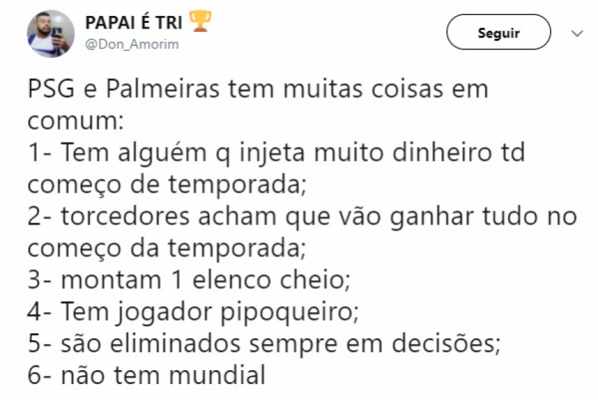 Rivais comparam PSG ao Palmeiras