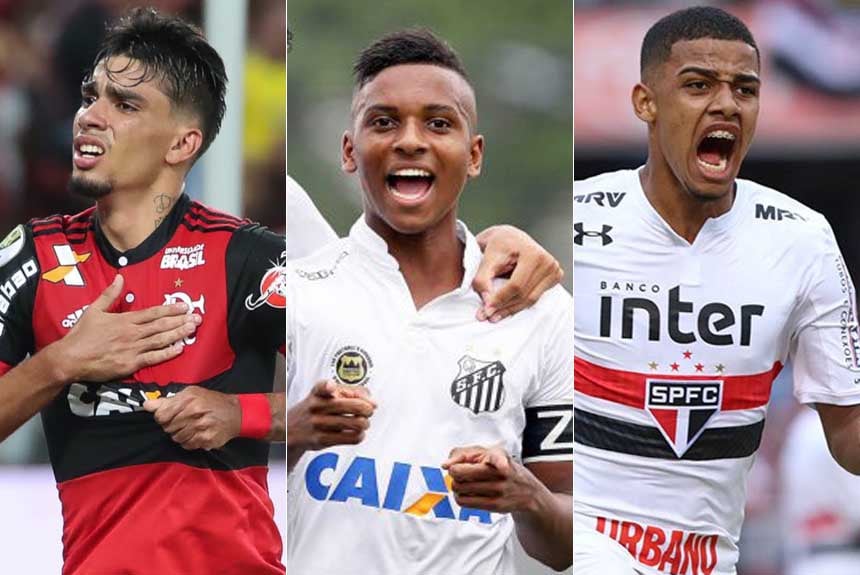 Montagem - Lucas Paquetá (Flamengo) - Rodrygo (Santos) - Brenner (São Paulo)