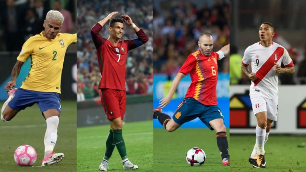 Montagem Daniel Alves, C. Ronaldo, Iniesta e Guerrero