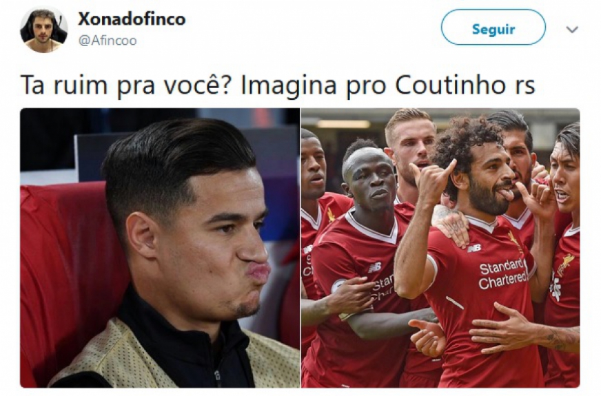 Coutinho é zoado após eliminação do Barcelona e classificação do Liverpool na Liga dos Campeões