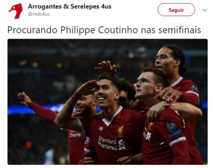 Coutinho é zoado após eliminação do Barcelona e classificação do Liverpool na Liga dos Campeões