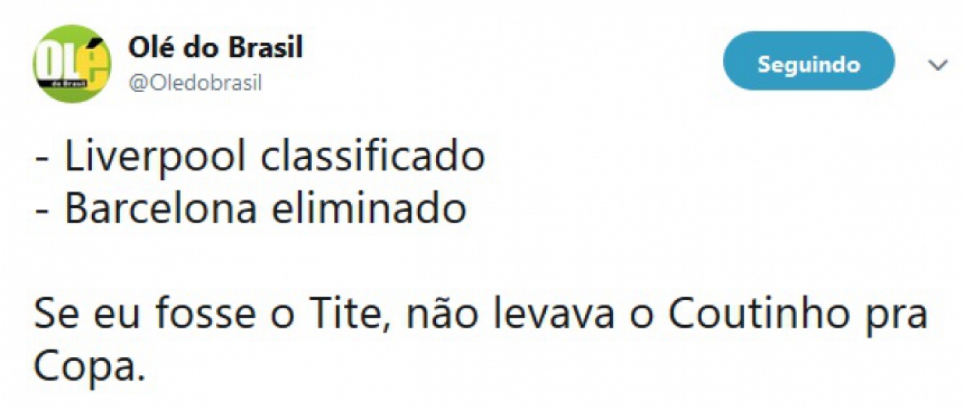 Coutinho é zoado após eliminação do Barcelona e classificação do Liverpool na Liga dos Campeões