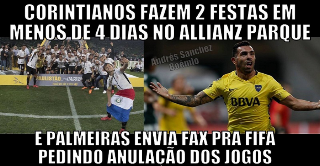 Gol de Tevez no Allianz Parque rendeu memes da torcida do Corinthians