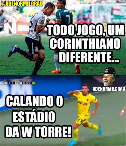 Gol de Tevez no Allianz Parque rendeu memes da torcida do Corinthians