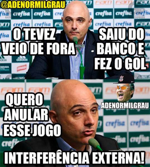 Gol de Tevez no Allianz Parque rendeu memes da torcida do Corinthians