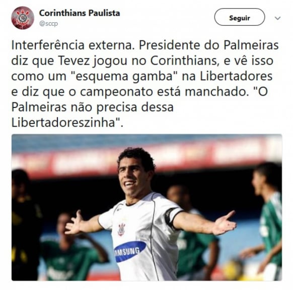 Gol de Tevez no Allianz Parque rendeu memes da torcida do Corinthians
