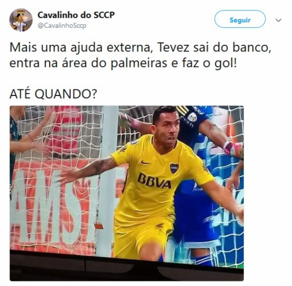 Gol de Tevez no Allianz Parque rendeu memes da torcida do Corinthians