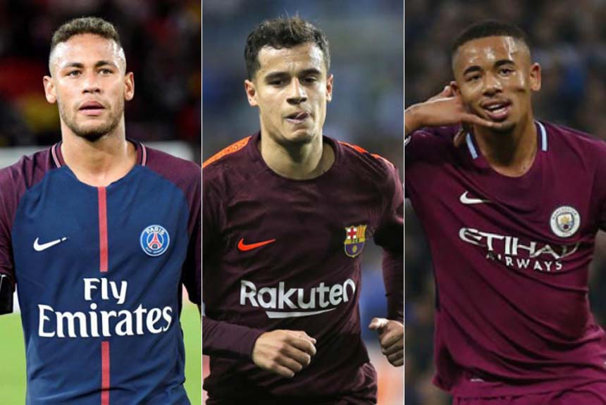 Montagem - Neymar, Philippe Coutinho e Gabriel Jesus