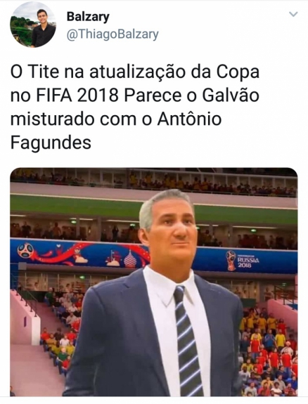 Internautas fazem piadas com versão de Tite em atualização do FIFA 18