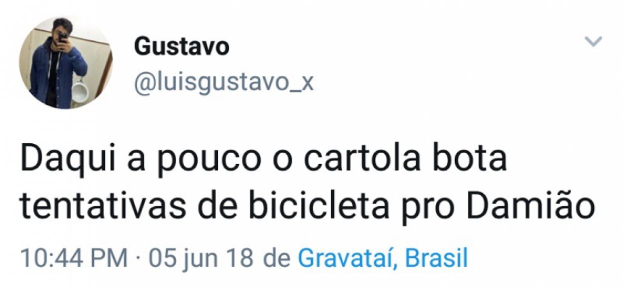 Tentativas de bicicleta de Damião são alvos de piadas nas redes