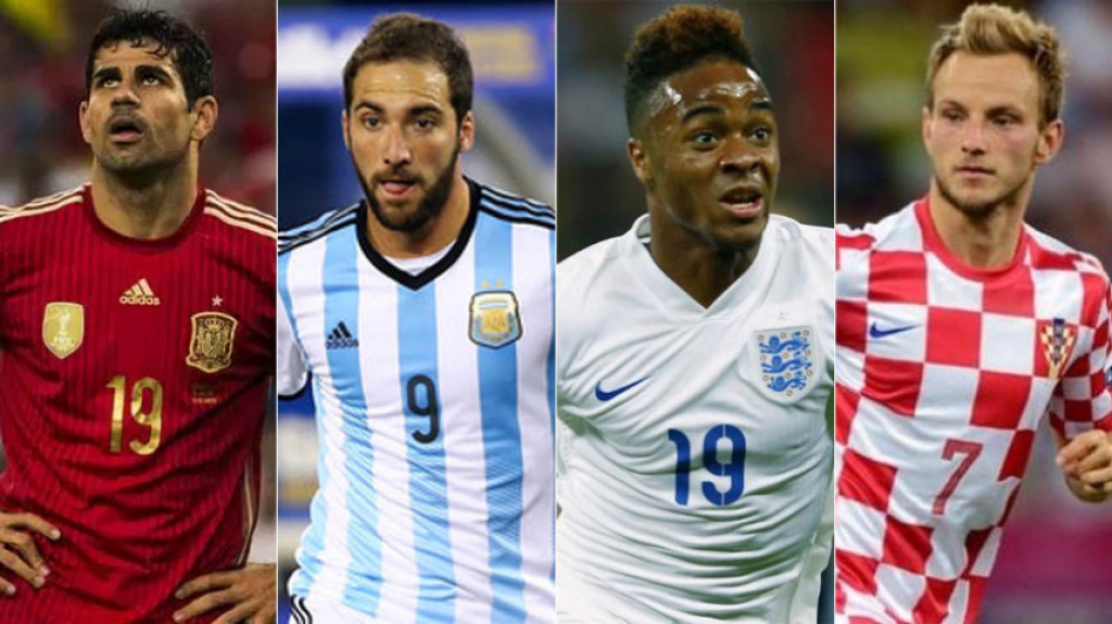 Diego Costa (Espanha) - Higuaín (Argentina) - Sterling (Inglaterra) - Rakitic (Croácia)