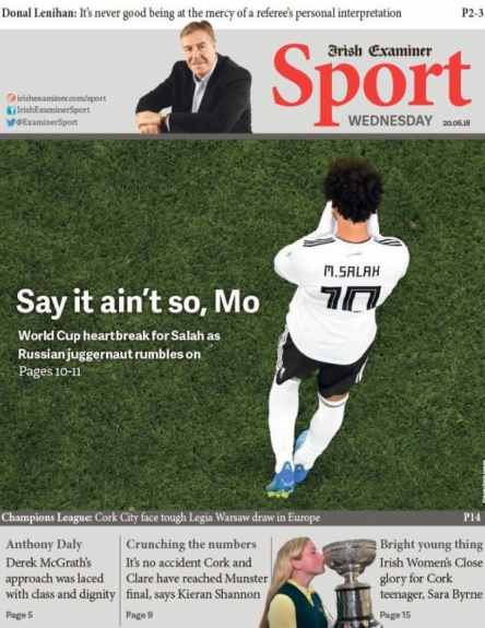 Capa Irish Examiner - 20/06/2018