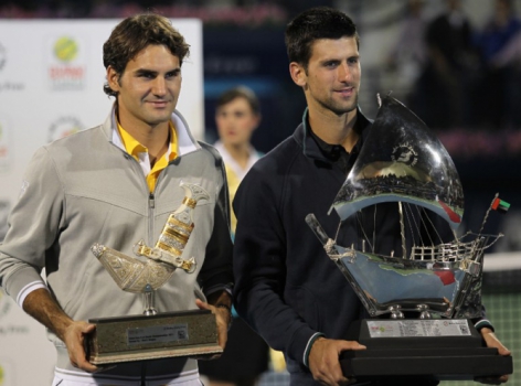 Na final do ATP de Dubai de 2011, vitória de Djoko por 2 a 0 sobre Federer