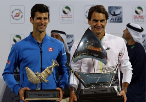 Roger Federer voltou a vencer uma final sobre Djoko em 2015, em Dubai