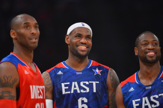 2013 - Bryant ao lado de LeBron James e Dwyane Wade