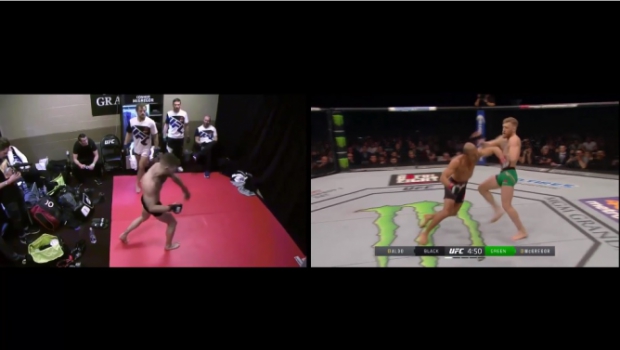 Conor McGregor simula golpe que derrubou José Aldo