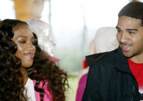 Adriano se encontra com a modelo Naomi Campbell em evento em Milão, na Itália, em 2004