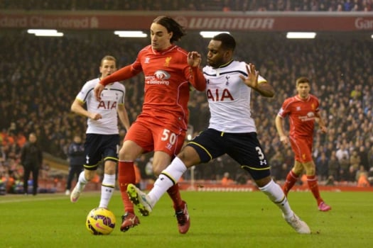 Danny Rose e Lazar Markovic - Premier League: Liverpool x Tottenham (Foto: Paul Ellis/AFP)