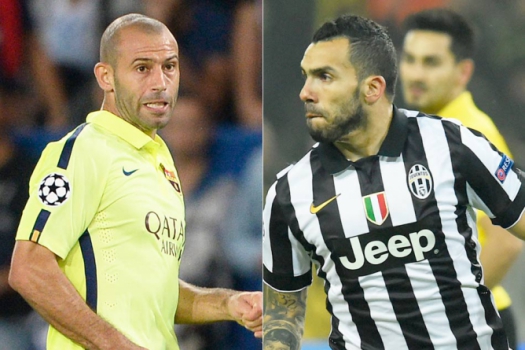 Mascherano e Tevez (Fotos: AFP)